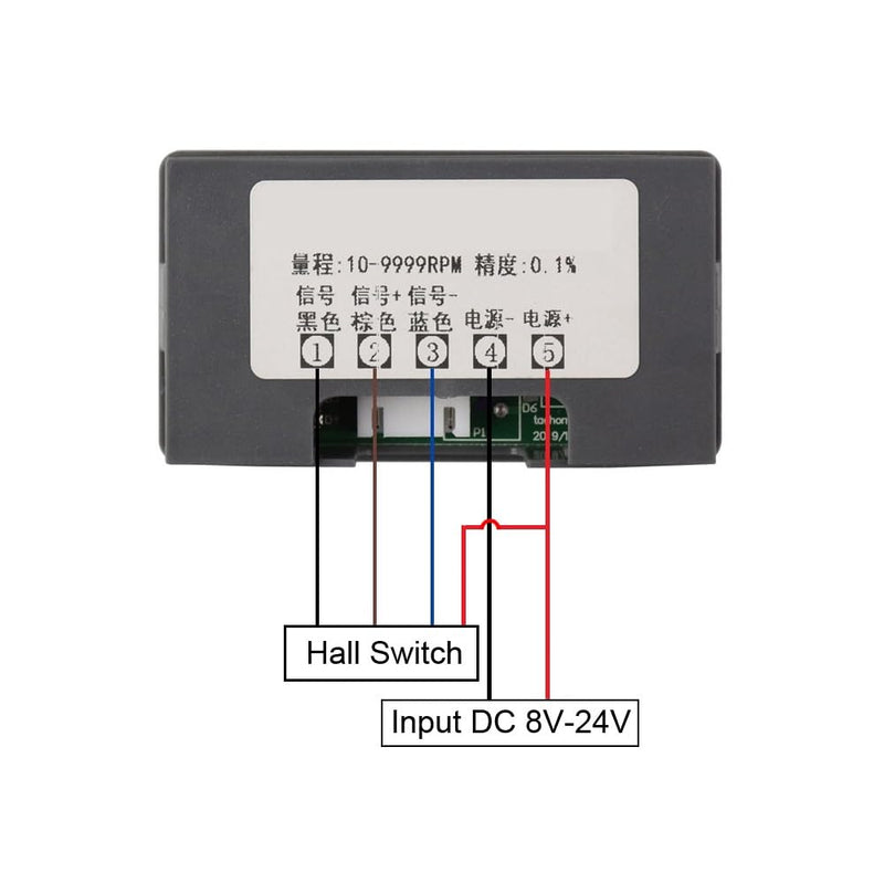 DC 8-24V Digital LED Tachometers Tachometer with Hall Proximity Switch Sensor NPN 10-9999RPM