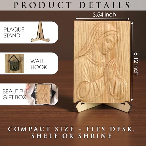 SOUTHLISA Handcrafted Mary Wooden Plaque – Christian Gifts for Women, Religious Gifts for Mom, Faith Home Décor, Catholic Wall Art, Handmade Prayer Plaque with Gift Box