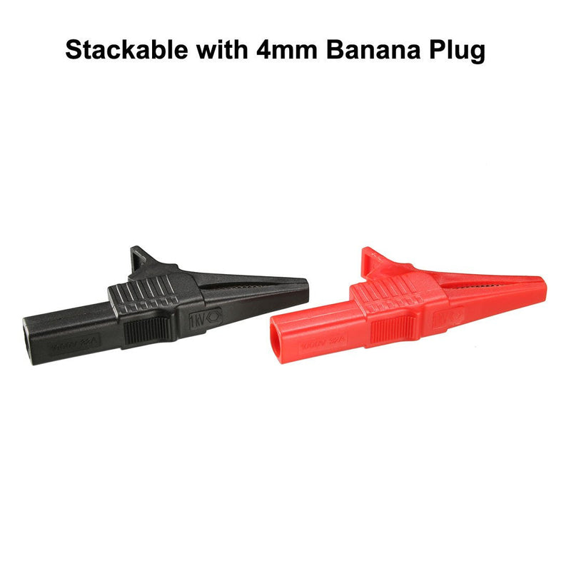 [Australia - AusPower] - uxcell 1 Pair Alligator Clip Adapter Extender 4mm Banana Jack 1000V 30A Test Clamp Full Shroud Insulated Red and Black 