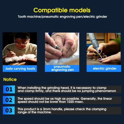 30-Piece Diamond Grinding Bits Diamond Grinding Points 3 mm Diamond Cutter Carving Tools for Jade Jewellery Stone Ceramic