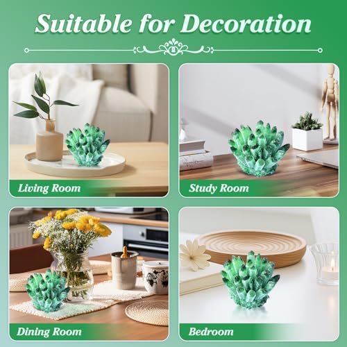 Natural Crystal Cluster Clear Quartz Mineral Crystal Cluster Cluster Healing Ornament Hue Reflection Feng Shui Home Decor (Green) Green