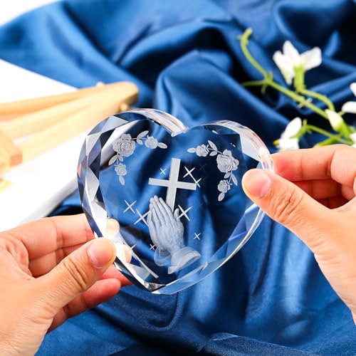 Ornalrist 3D Praying Hand Figurines Glass Religious Gift for Women Ornament Praying Hands