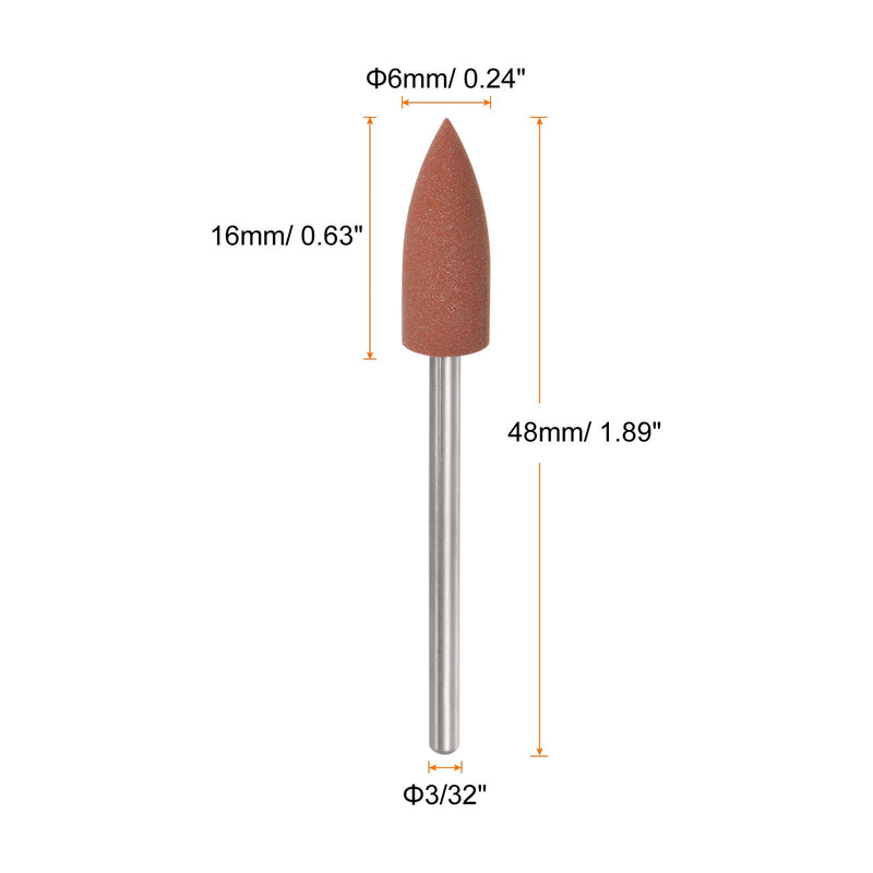 [Australia - AusPower] - sourcing map Rubber Polishing Bit Silicone Buffing Wheel 400 Grit 6 mm Diameter Mounted Grinding Head for Electric Grinder Rotary Tool Conical Shape Pack of 10 orange 