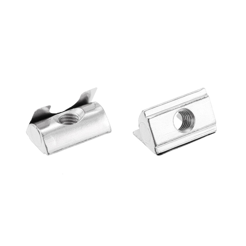 [Australia - AusPower] - uxcell 20Pcs M6 T Nuts Roll in Spring, T Nut with Spring Sheet Carbon Steel Nickel Plated for 3030/4040 Series Slot Aluminum Profile M6-1.0x20x12.5x6.8mm 20 