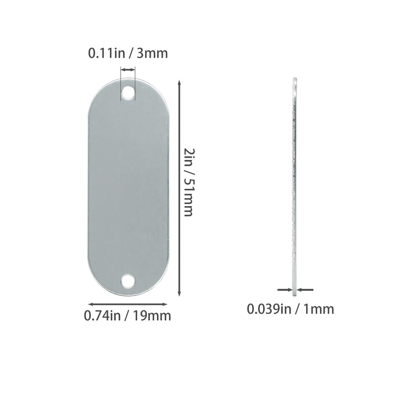 StayMax Aluminum Engraving Blanks Tags Stamping Blanks Tags with 2 Holes 50 Pack (Silver) Silver