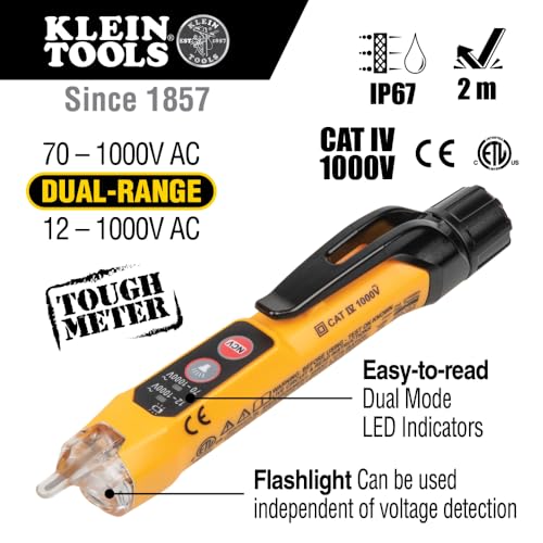 Klein Tools NCVT3PKIT dual-range non-contact voltage tester kit with flashlight and AC/DC voltage testers