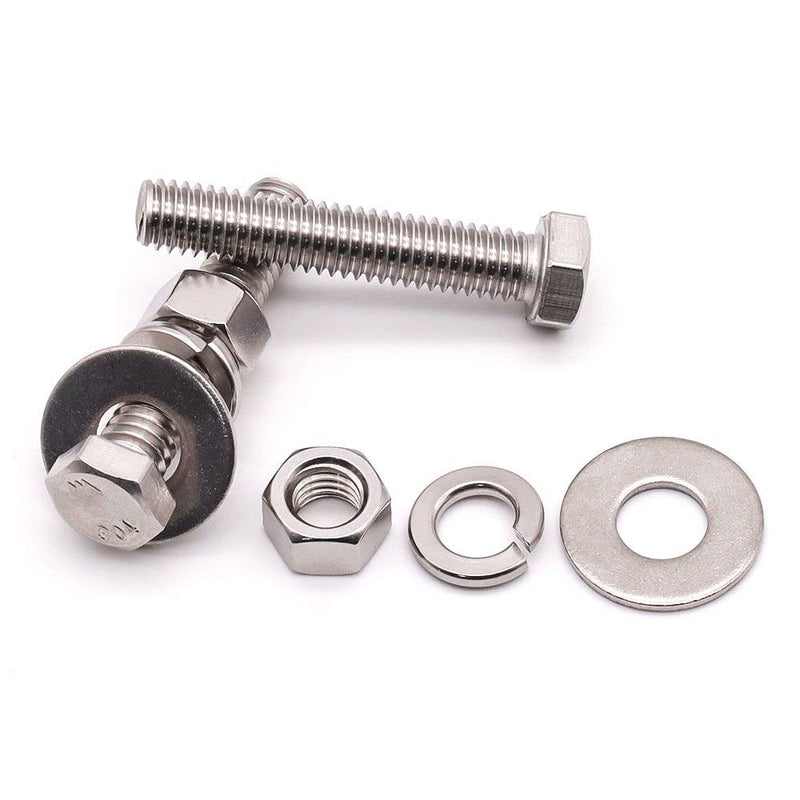 [Australia - AusPower] - (6 Sets) 1/2-13 x 2-1/2" Stainless Steel Hex Bolts & Hex Nuts & Large Diameter Flat Washers & Lock Washers Hardware Kit, 304 Stainless Steel 18-8, Full Thread Hexagon Bolt Assortment 1/2-13 x 2-1/2" 6 