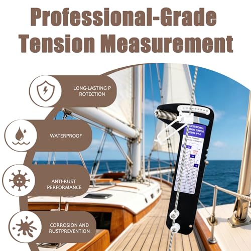 YESIDEA PT-2 sailboat rigging tension gauge, 2000 lb cable tension force gauge with blue housing