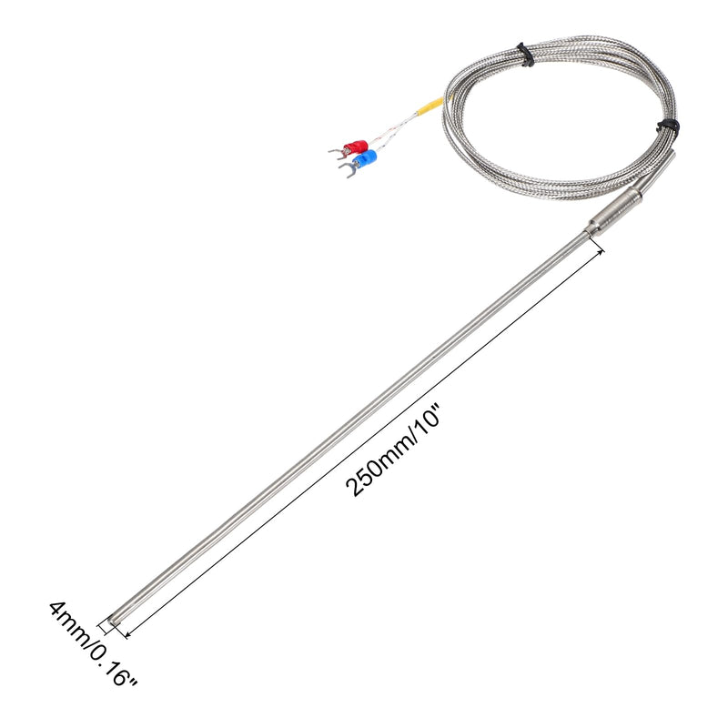 [Australia - AusPower] - MECCANIXITY K Type Thermocouple Temperature Sensor Probe 4x250mm 6.6ft Wire 0 to 1100°C(32 to 2012°F) Stainless Steel 