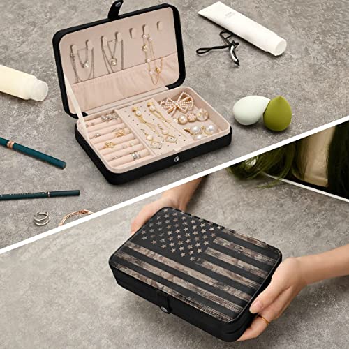 Bolaz Leather Jewelry Box Jewelry Case Storage Box American Us Flag Vintage For Rings Earrings Necklaces pattern 2