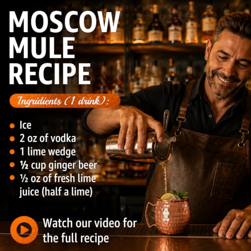 Moscow Mule Copper Mugs Set of 4, 16 oz Pure Copper Cups for Drinking