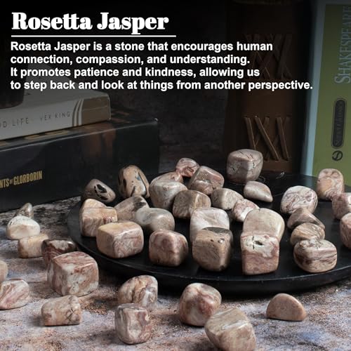 "Crocon 1LB Rosetta Jasper Tumbled Stones and Crystals Bulk 2000+ Carats Natural Crystal Kit for Reiki Healing Crystal Polished, Tumble Stones, Chakra Balancing, Reiki Gift, Home Decor Size : 20mm" 1 Pound Rosita jasper