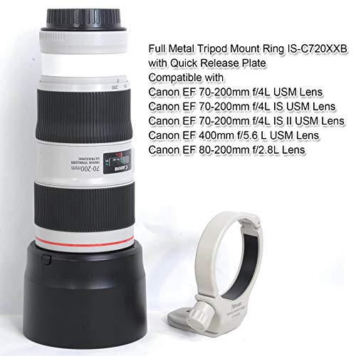 iShoot Full Metal Tripod Mount Ring for Canon EF 70-200mm f/4L is II USM Lens, Lens Collar Support Bracket with Quick Release Plate fit Arca-Swiss Type Tripod Ball Head