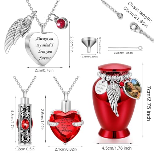 6 Pcs Urn Necklaces for Ashes Cremation Jewelry Keepsake Urns Memorial Mini Cremation Urn for Women Men Aluminum Decorative Funeral Urns with Heart Photo Frame (6Pcs-Purple) 6pcs-purple