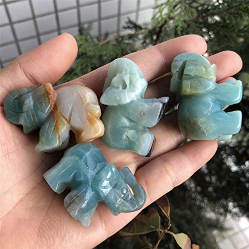 Amazonite Handcarved Elephant Statue Pocket Healing Figurine Sculpture 1.5" Amazonite
