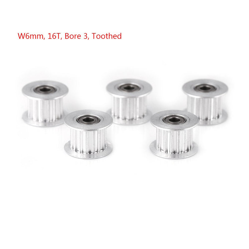 [Australia - AusPower] - Timing Belt Pulley,5pcs 6 Different Sizes 2GT 6mm/10mm Wide Belt Timing Pulley 16T/20T 3mm/5mm Bore 3D Printer Accessary (W6mm, 16T, Bore 3, Toothed) 