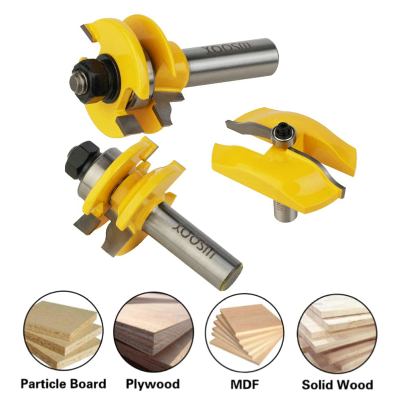 1/2 Inch Shank Router Bit Set, Round Over Raised Panel Cabinet Door Ogee Rail and Stile Router Bits, Woodworking Wood Cutter, Groove Tongue Milling Tool for Woodworking 1/2-Inch Shank