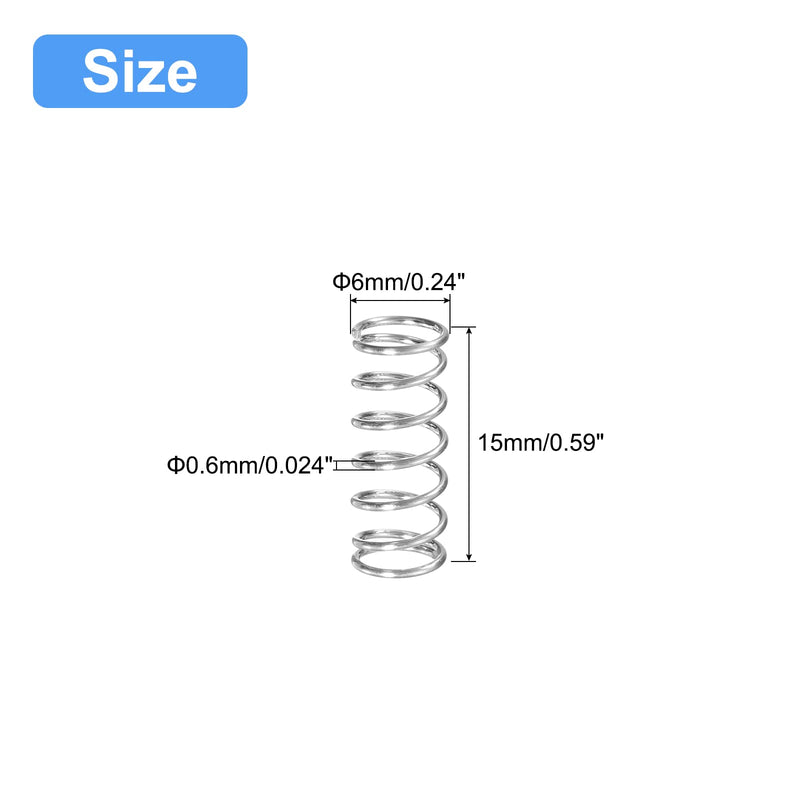 [Australia - AusPower] - uxcell Compression Spring, 5Pcs 304 Stainless Steel, 6mm OD, 0.6mm Wire Size, 15mm Free Length, Silver Tone 6x0.6x15mm 