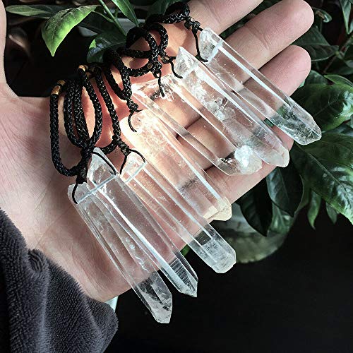 Wixine 2Pcs Natural Clear Quartz Crystal Pendulum Pendant Necklace Chakra Gemstone Healing