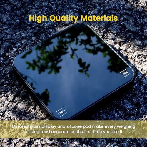 Coffee Scales with Timer for Pour-Over Coffee, 4 Modes Coffee Scales for Espresso, Mirror Display, 0.1g High Precision, Touch Sensor, Rechargeable Kitchen Food Weighing Scales, Max 2kg, Black