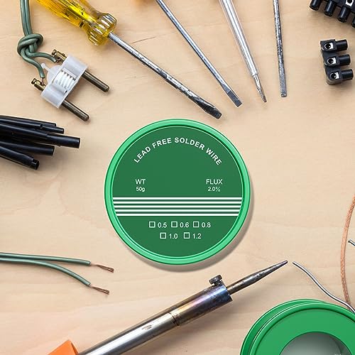 Magrimaxio Solder with flux, lead-free soldering wire with rosin core, lead-free soldering wire electronics, Sn99.3 Cu0.7, 50 g/0.8 mm, for repair, electric soldering, DIY
