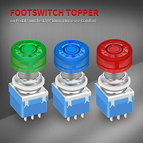 DaierTek 8PCS Metal Foot Switch Topper with 2 Set Screws + 35PCS Guitar Effect Pedal Footswitch Topper 25MM Cap