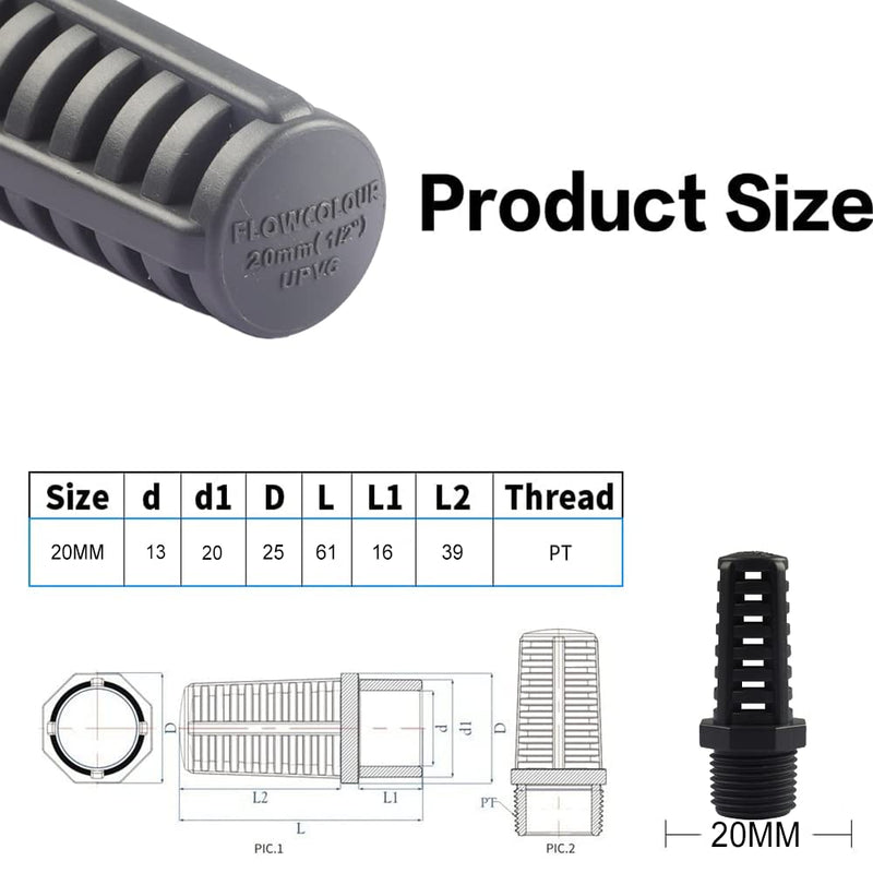 [Australia - AusPower] - 1/2 Inch Threaded Suction/Overflow Strainer, Screen Strainer 1/2 Inch (2 Pieces) 1/2" 