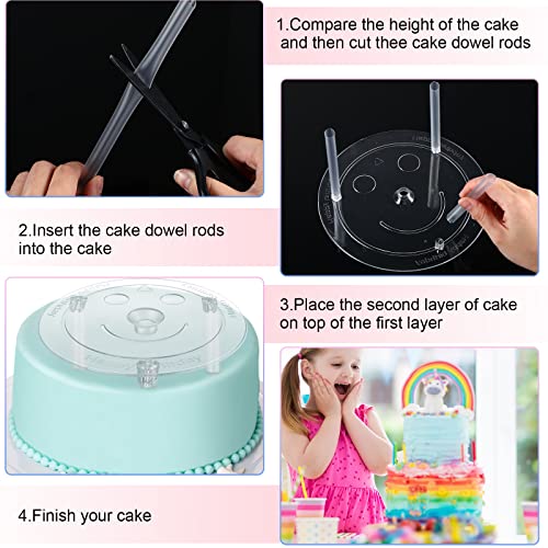 Marsui 68 Pcs Plastic Cake Dowel Rods Set 20 Clear Plastic Dowel Rods12 Stacking and 20 Separator Plates for 4, 6, 8, 10 Inch Cakes