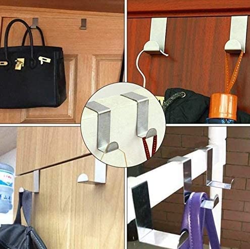 [Australia - AusPower] - Medi troia Pack of 4 Stainless Steel Reversible Over Door Cabinet Drawer Hooks Office Kitchen Towel Coat Hooks Rack (black) Black 