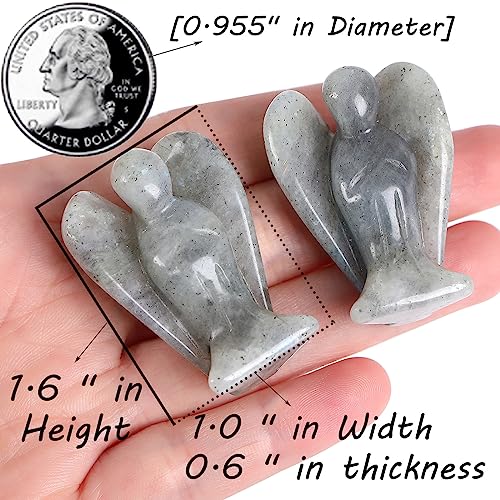 QINJIEJIE Polished Labradorite Guardian Angel Decor - White Angel Statue, Gemstone Spiritual Gift & Meditation Figurine White Labradorite