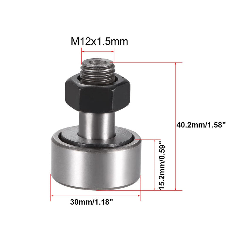 [Australia - AusPower] - Cam Follower Track Runner Bearings, CF12/KR30 Needle Roller Bearing 30mm Roller Diameter Stud Type Track Cam Followers for Machine Tool Guide Rail and 3D Printers 4pcs 4 CF12/(KR30) 
