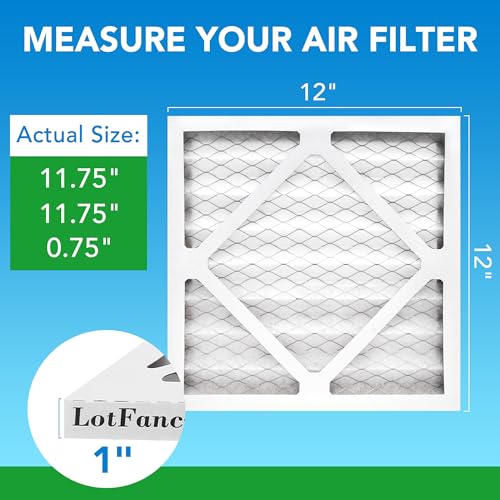 LotFancy 12x12x1 MERV 8 pleated furnace air filter 6-pack for home HVAC AC systems