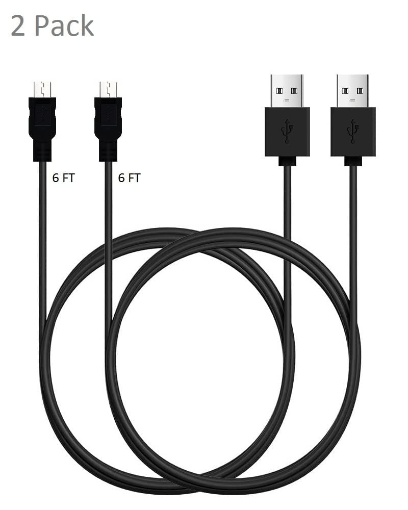 [Australia - AusPower] - Micro USB Cable, 2 Pack (6FT, 6FT), Fast Charging High Speed Android Phone Cable for Samsung Galaxy S7 Edge S6 S5 and More, Trustable Black 6ft-2 