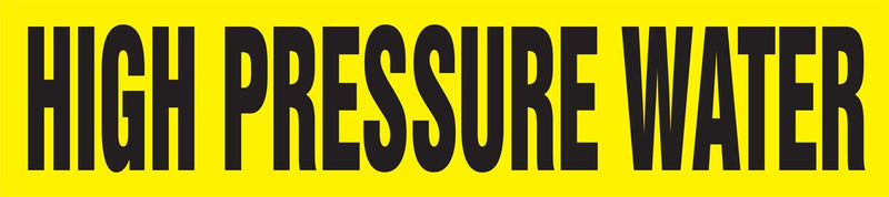 Accuform RPK415SSA Self-Stick "HIGH Pressure Water" Pipe Marker for 3/4" to 1-1/4" OD Pipe, Black on Yellow, 1" H x 8" W