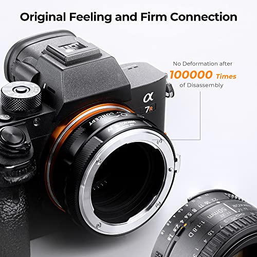 K&F Concept Lens Mount Adapter NIK(G)-NEX IV Manual Focus Compatible with Nikon F (G-Type) Lens and Sony E Mount Camera Body