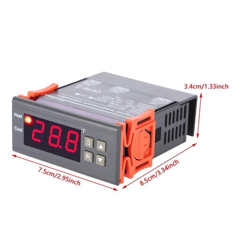 [Australia - AusPower] - MH1210F Digital Temperature Controller Thermostat -58 to 194℉ Fahrenheit Sensor AC110V, Supports Cooling and Heating Control 