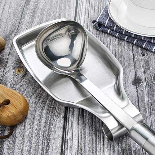 MSY BIGSUNNY Spoon Rest for Stove Top, 304 Stainless Steel Cooking Utensils Spatula Rest for Kitchen Counter, 2 Pack Stainless Steel Spoon Rest - 2packed
