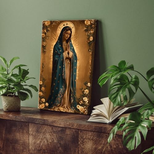 Our Lady of Guadalupe Canvas Wall Art Virgin Mary Wall Decor Picture Catholic Spiritual Poster Print Church Prayer Room Living Room Home Decoration 16x24in 24"L x 16"W