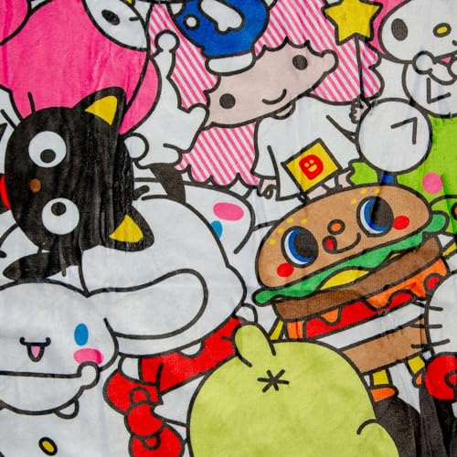 Sanrio Hello Kitty And Friends Fleece Throw Blanket | Plush Soft Cover For Sofa, Bed | 54 x 72 Inches