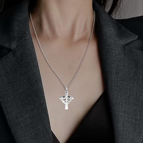 Cremation Cross Urn Necklace for Ashes Love You Forever Dad/Mom/Papa/Son Stainless Steel Urn Pendant Ashes Holder Memorial Jewelry Nana