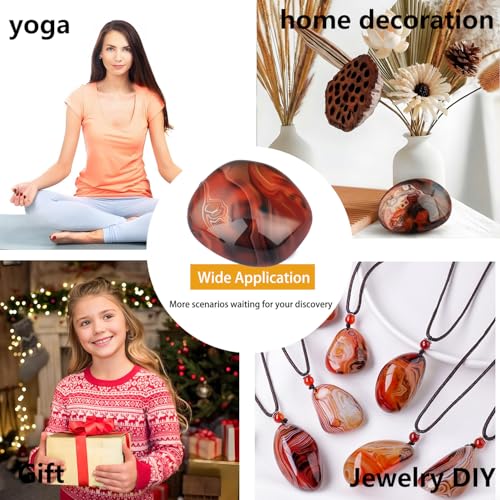2PCS Natural Agate Worry Stones Rocks, Sardonyx Palm Stone Healing Crystal Stones for Massage Meditation, Healing, Yoga, Reiki, Zen,Decorative Rocks Gift for Kids Girl Women (6cm/2pc) 6cm/2pc