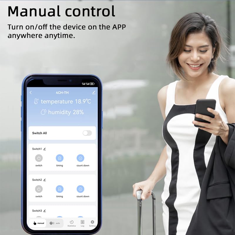[Australia - AusPower] - Tuya app WiFi Temperature Sensor Controller,Phone Monitor and Control Temperature Anywhere,4 Channel 110v 10A Dry Contact Relay Switch,Compatible with Alexa Google Home 