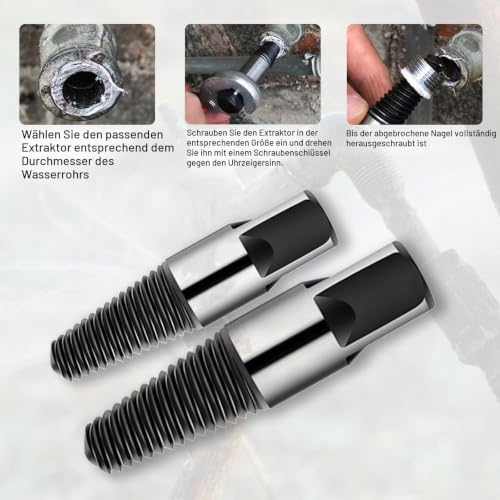 Screw Extractor and Pipe Tap 1/2 Inch and 3/4 Inch Pack of 4 | Pipe thread set left extractor screw remover professional for maintenance work valve tap removal damaged screws