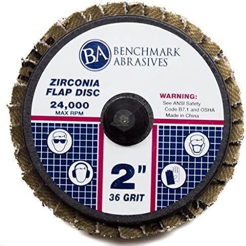 [Australia - AusPower] - Benchmark Abrasives 2" Quick Change Zirconia Flap Disc Grinding Wheel with Male R-Type Back Design - Cleaning Finishing Deburring of Irregular Surfaces - for Die Grinder & More (10 Pack) 36 Grit 
