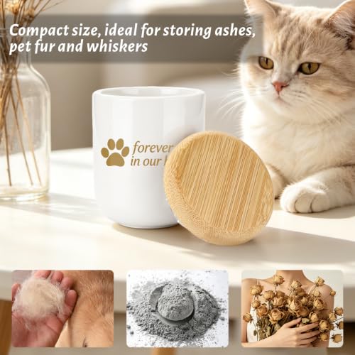 Ceramic Pet Urn for Cat Dog Ashes for Memorial Handmade Small Cat Dog Urn White Paw Print