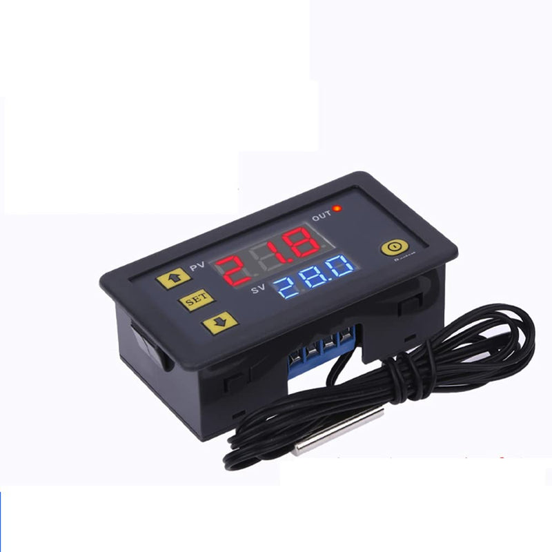 [Australia - AusPower] - W3230 Digital LED Temperature Controller Module Digital Thermostat Switch with Waterproof Probe Programmable Heating Cooling Electronic Thermostat Range from -50℃ to 120℃ (12V 10A 120W) (2 Pieces) DC 12V 