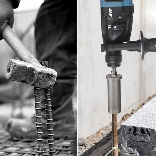 SDS Plus Ground Rod Driver for Grounding Rod, 40CrMo Steel Adapter Bits for All SDS-Plus Rotary Hammer Drill, Removable Tool for Fence Installation Rebar Piling - ODØ19mm X 145mm Length 3/4"(19mm)