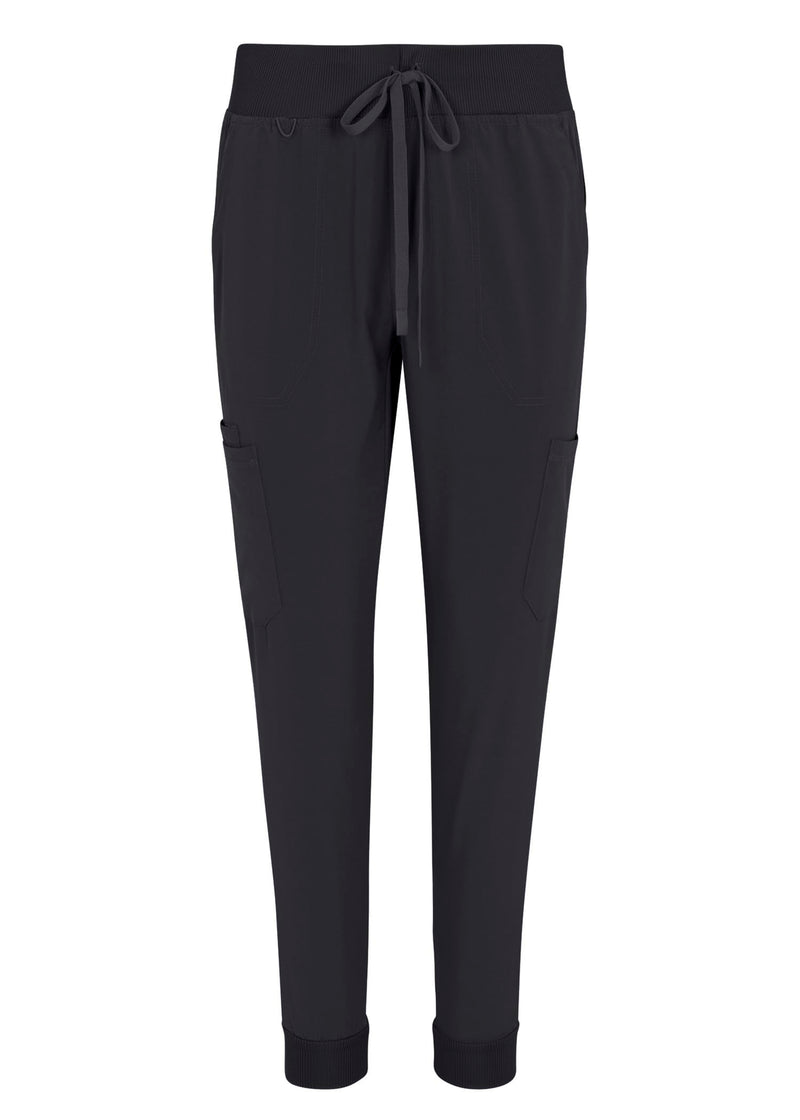 [Australia - AusPower] - Natural Uniforms Womens Cool Stretch Modern Tuck-In Top Yoga Jogger Scrub Set with Regular and Petite Sizes Black Small 