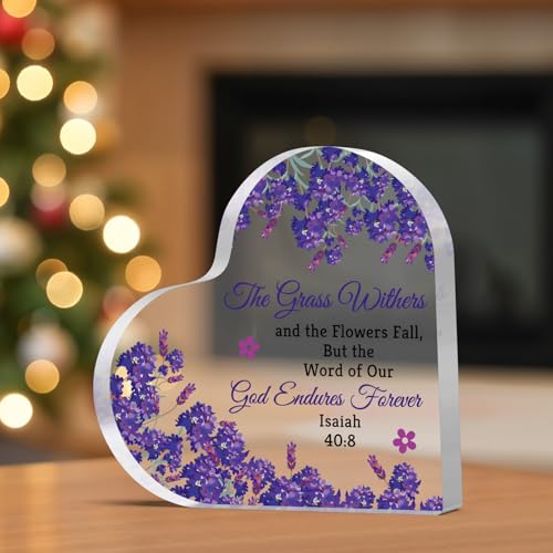 Christian Bible Verse Gift Christian Inspirational Gifts for Women Acrylic Heart Plaque Religious Gifts for Friend Scripture Gift Christmas Birthday Graduation Presents for Girls Desk Decorative Sign