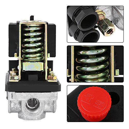 Air Compressor Pressure Switch Control, Heavy Duty 240V 16A Four Port Central Pneumatic Air Compressor Pressure Switch Control Valve Replacement